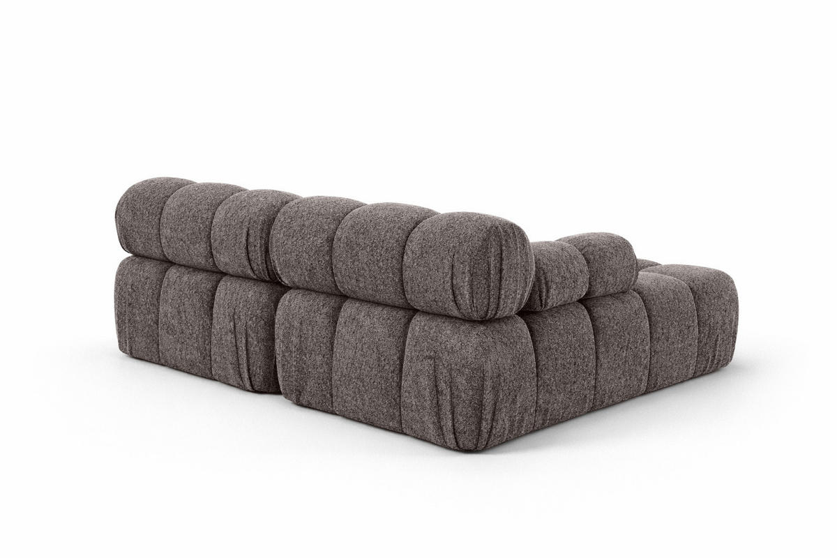 ECKSOFA L-Form Mini II Modular, Bouclé-Stoff Abriamo, Braun, Links, Selia - Braun, Holz (190/160cm) - Kaiser Möbel