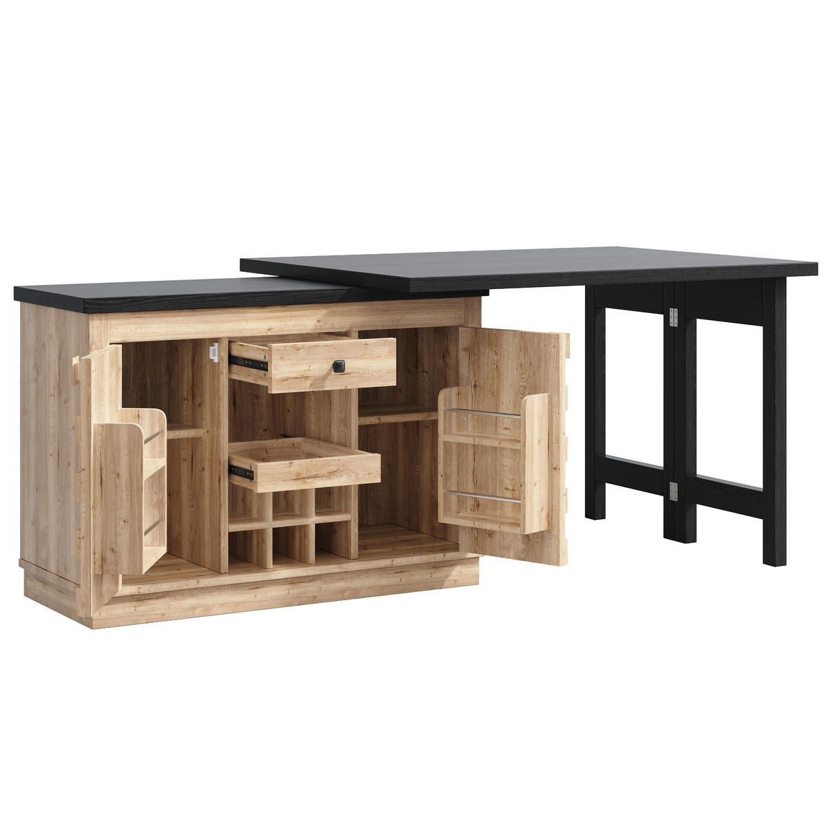 KÜCHENINSEL DE-38580 ausziehbar 120-197 cm 360° drehbar Eiche hell - Naturfarben, Holzwerkstoff (120/74.2/40cm) - ComfortXL