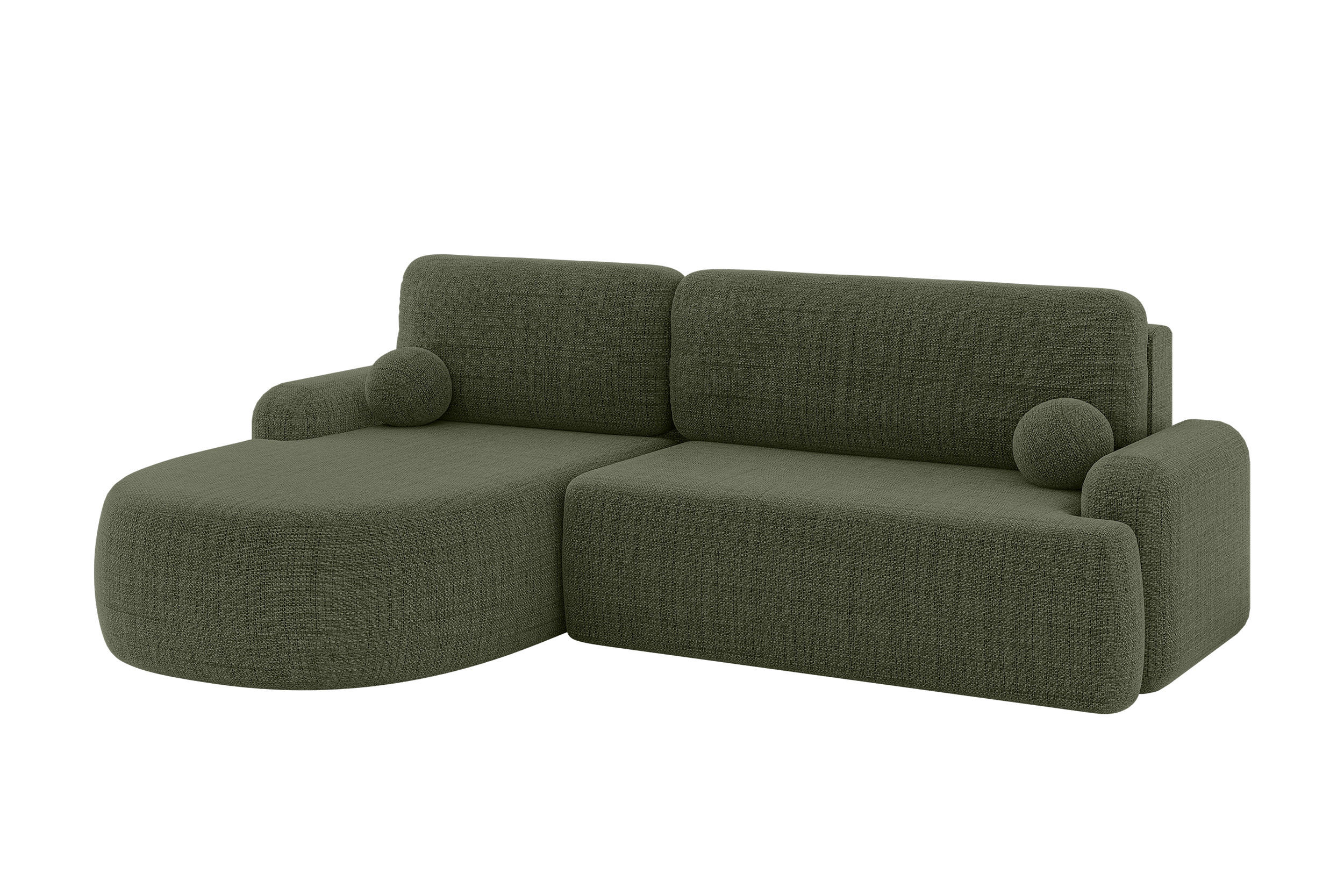 WOHNLANDSCHAFT mit Schlaffunktion und Bettkasten LIRA-L - 264x172x89 Grün - Grün, Holzwerkstoff/Textil (264/172cm) - ALTDECOR