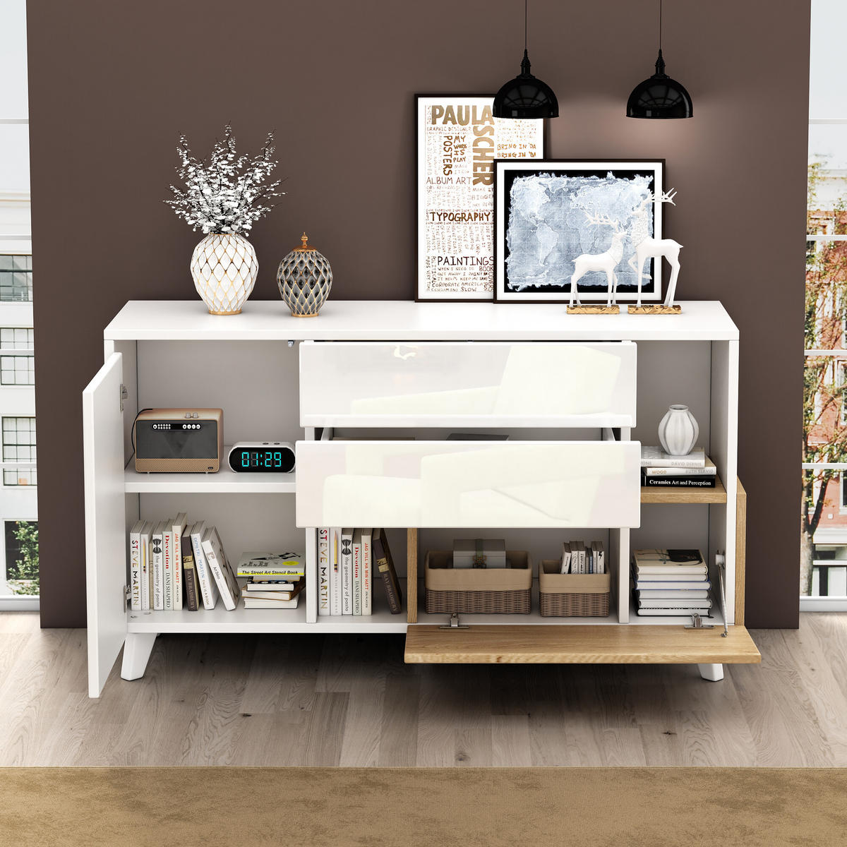 SIDEBOARD Wweiß 130/40/70 cm - Weiß, Holzwerkstoff (40/70/130cm) - Urban Meuble