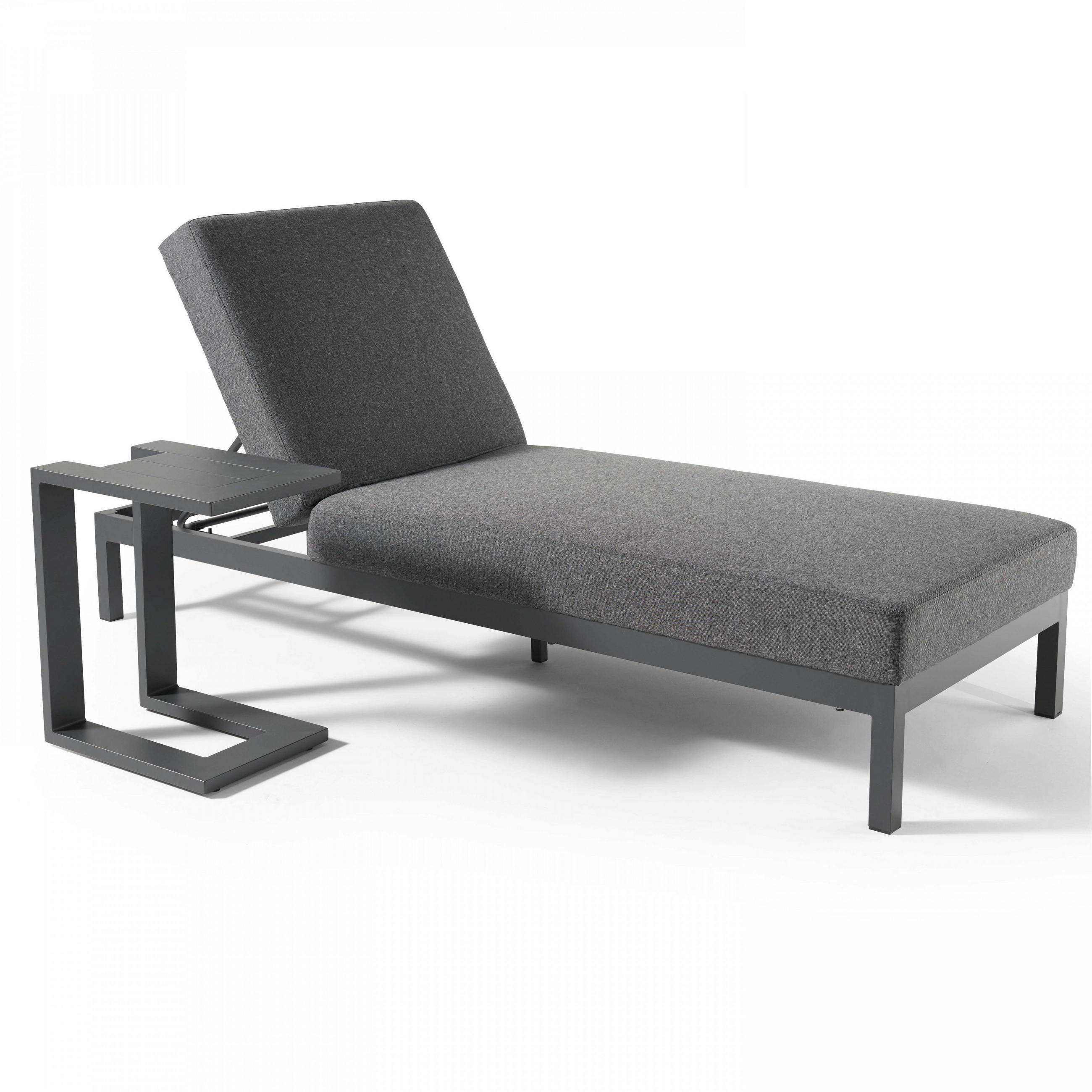 SONNENLIEGE mit Ablage, Grau - Grau, Metall (75/74/202cm) - Oviala