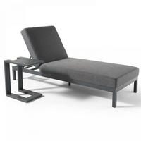 SONNENLIEGE mit Ablage, Grau - Grau, Metall (75/74/202cm) - Oviala