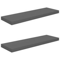 SCHWEBEREGALE 2 STK. HOCHGLANZ-GRAU 80X23,5X3,8 CM MDF - Anthrazit, Holzwerkstoff (23.5/3.8/80cm) - vidaXL