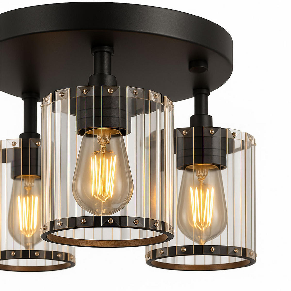 LED DECKENLEUCHTE Metall Schwarz Kristalle Klar - Schwarz, Metall (35/35/18cm) - Globo Lighting