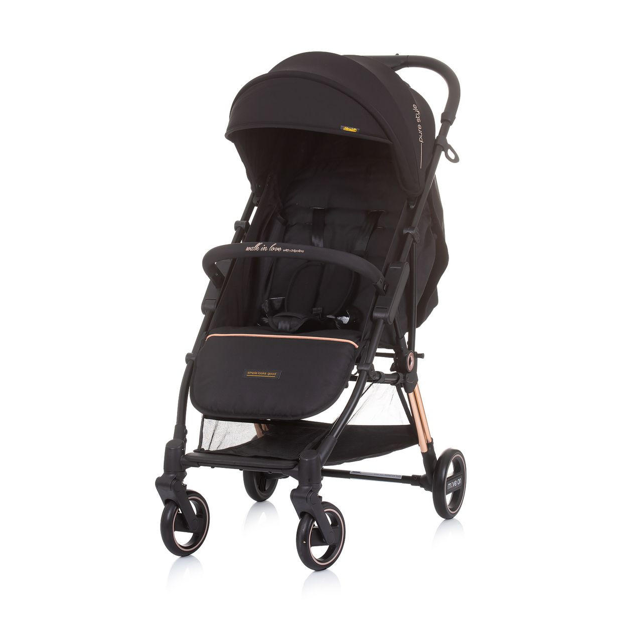 KINDERWAGEN Move on 6 kg dunkelbraun 6 kg klappbar gefederte Vorderräder verstellbar - Braun, Metall (77/49/100cm) - Chipolino