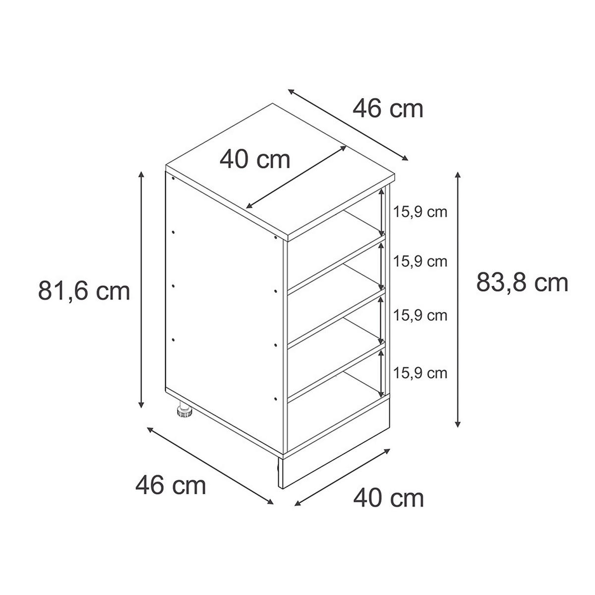 KUCHYŇSKÁ SKŘÍŇKA POD ŠIKMOU STŘECHU R-Line, Antracit/Antracit, 40 cm bez zkosení, otevřený - antracitová, kompozitní dřevo (40/83.8/46cm) - Vicco