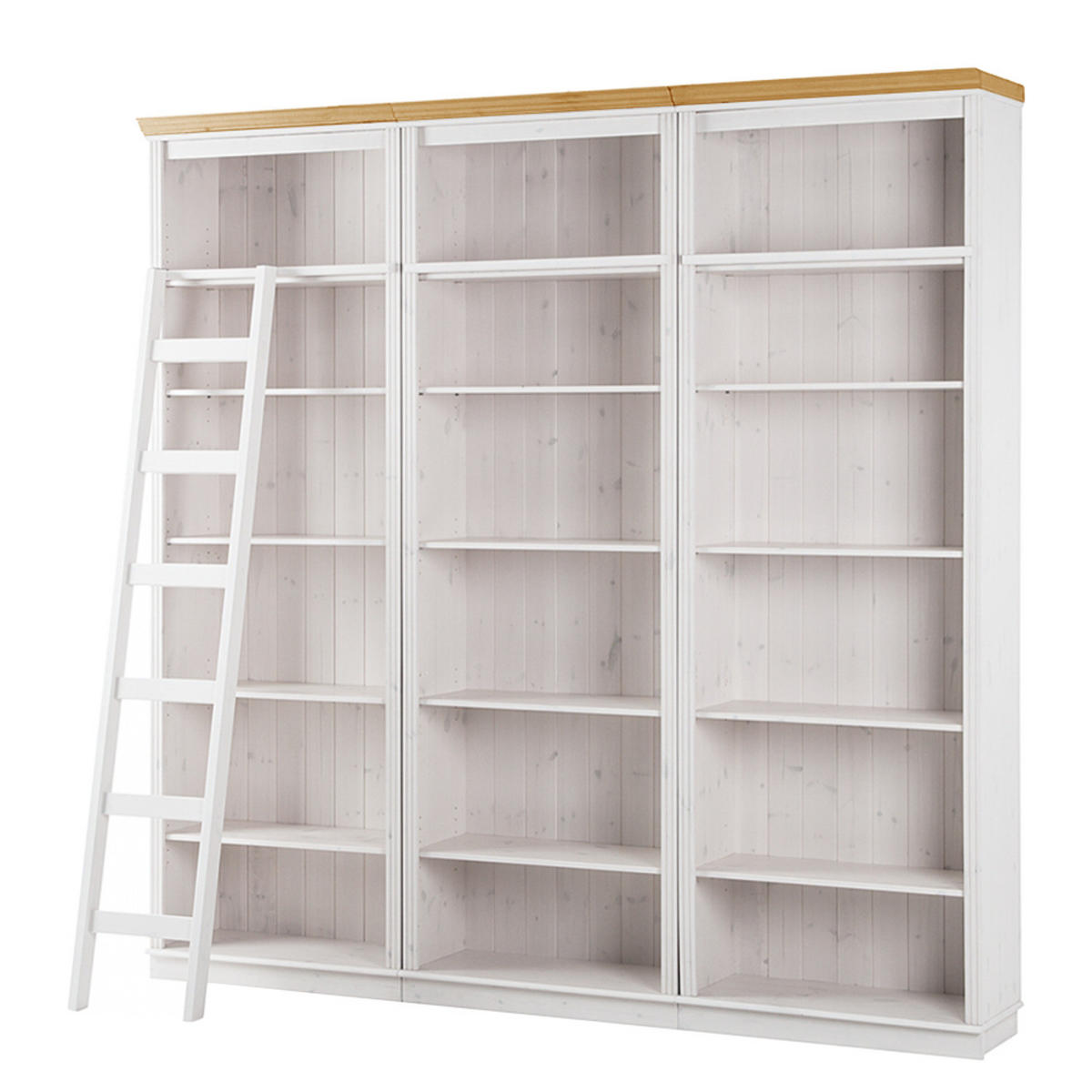 REGALWAND - Kiefer massiv - Typ B - Weiß/Kieferfarben, Holz (222/223/37cm) - home24