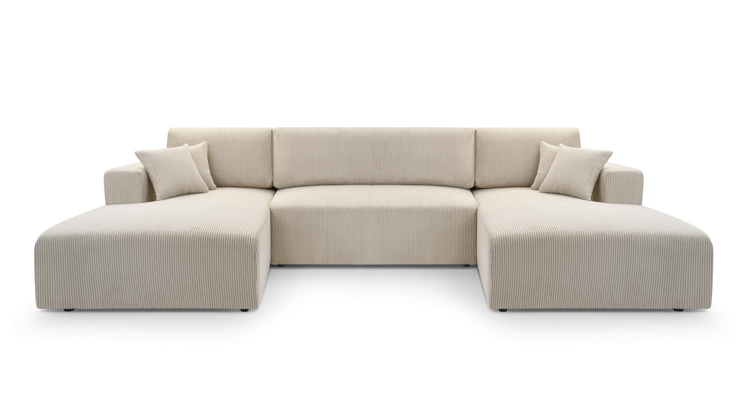 WOHNLANDSCHAFT PULA-U CORD BEIGE mit Schlaffunktion - Beige, Textil (364/84/187cm) - Luxkor24