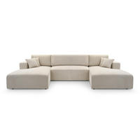 WOHNLANDSCHAFT PULA-U CORD BEIGE mit Schlaffunktion - Beige, Textil (364/84/187cm) - Luxkor24