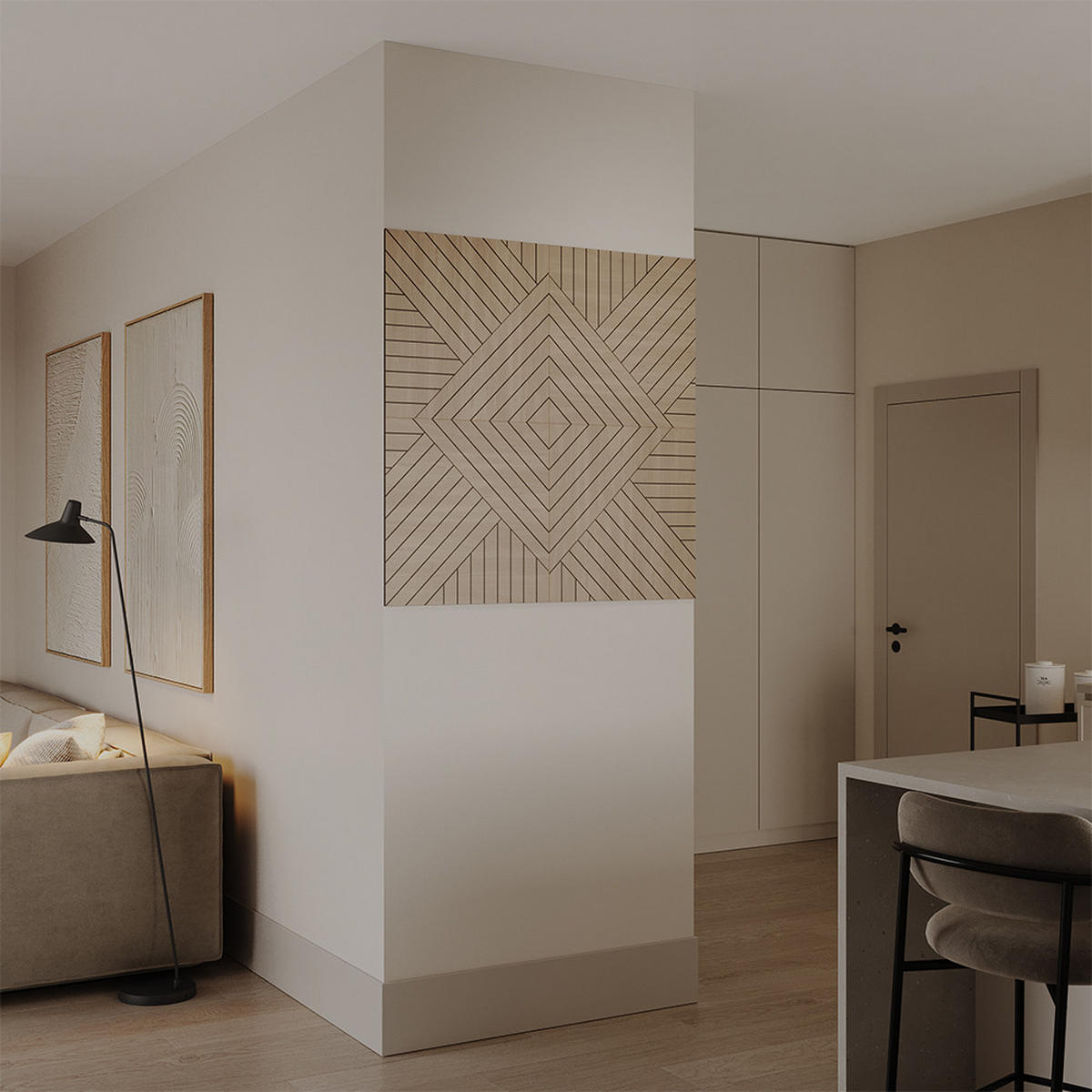 WANDPANEEL Eiche 4 Stück, Rechts - Eichefarben, Holzwerkstoff (52/52/0.8cm) - Vicco