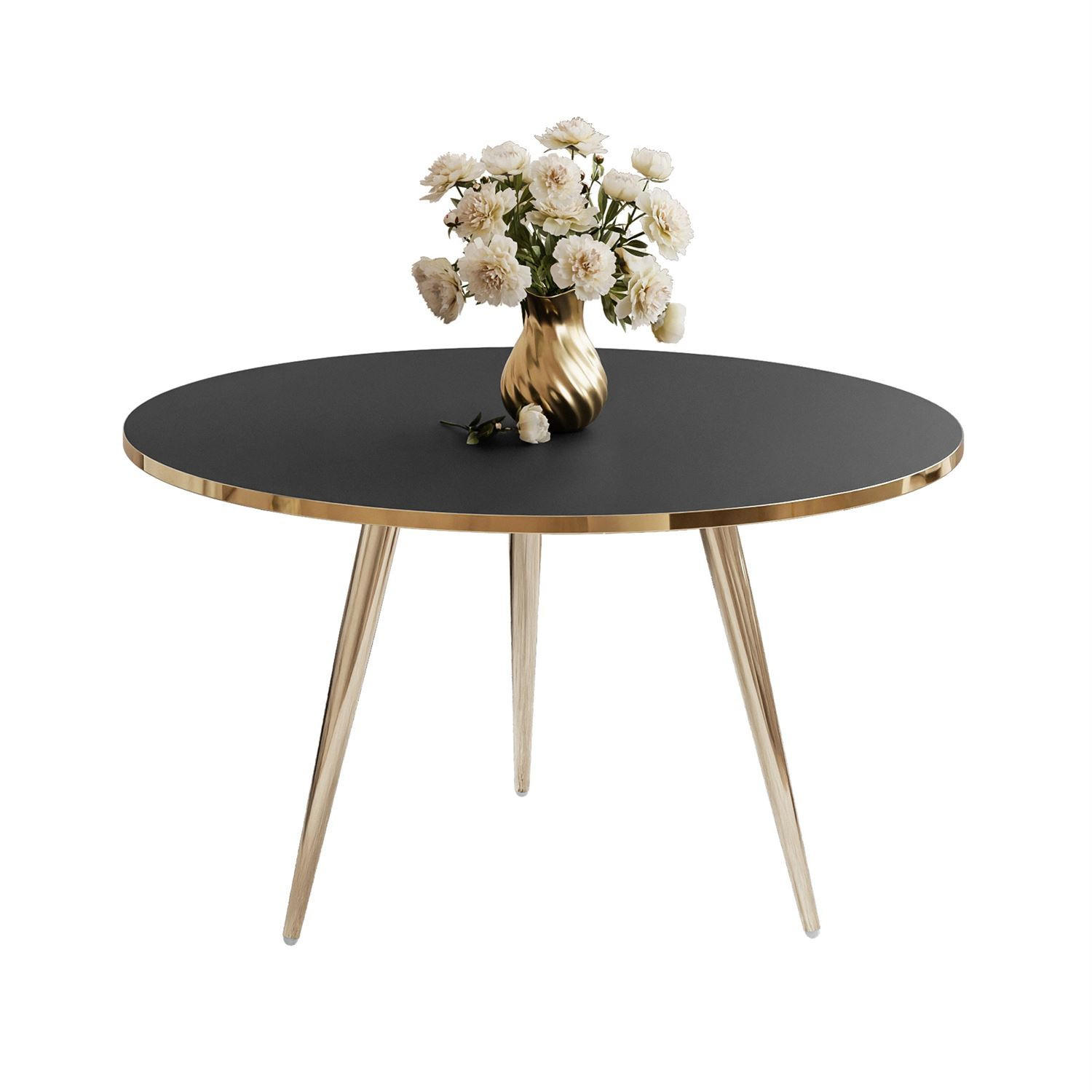 COUCHTISCH SOLEIL GOLD Schwarz Matt, 70cm - Schwarz, Holzwerkstoff (70/70/47cm) - Lookway