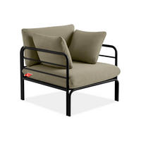 GARTENSESSEL RAMBE inkl. Auflagen, Stahlgestell, Modern, Anthrazit/Beige - Dunkelgrau/Beige, Textil/Metall (79/80/80cm) - KONSIMO®