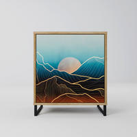 SIDEBOARD LUNAR SECRETS, Eichefarben, 57,5x42x67,5 cm, Schwarze Metall-Rahmenfüße - Eichefarben/Multicolor, Holzwerkstoff/Metall (57.5/67.5/42cm) - SpaceRebels