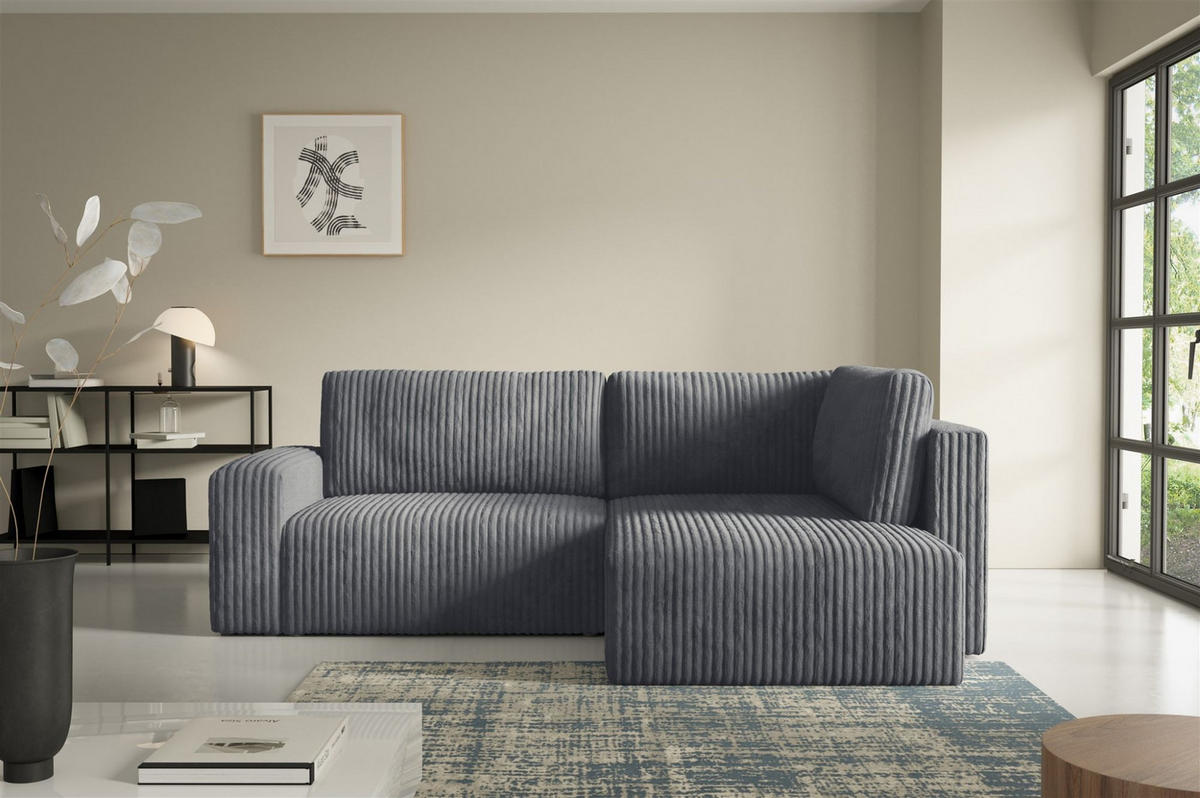 ECKSOFA Natalia Xl - Grau, Holzwerkstoff/Textil (245/182cm) - Fun Möbel