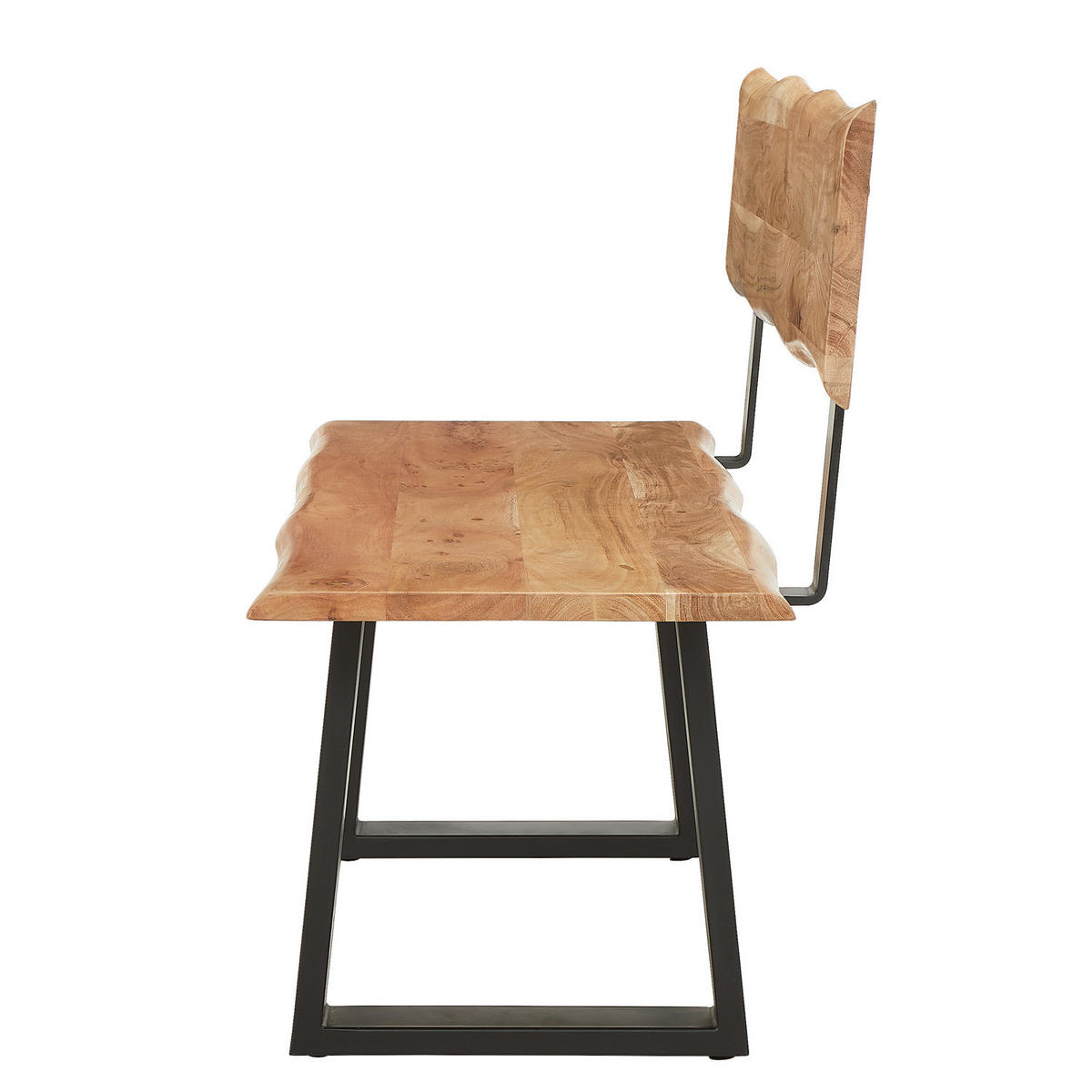 SITZBANK - Akazie massiv / Eisen - Schwarz/Braun, Holz/Metall (200/85/50cm) - home24