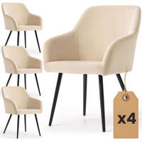 ČALÚNENÁ STOLIČKA, sada 4 ks, kovové nohy, béžová, čierna 54,5/83/58 - čierna/béžová, textil (55/83/51cm) - RAUMHIRSCH FURNITURE