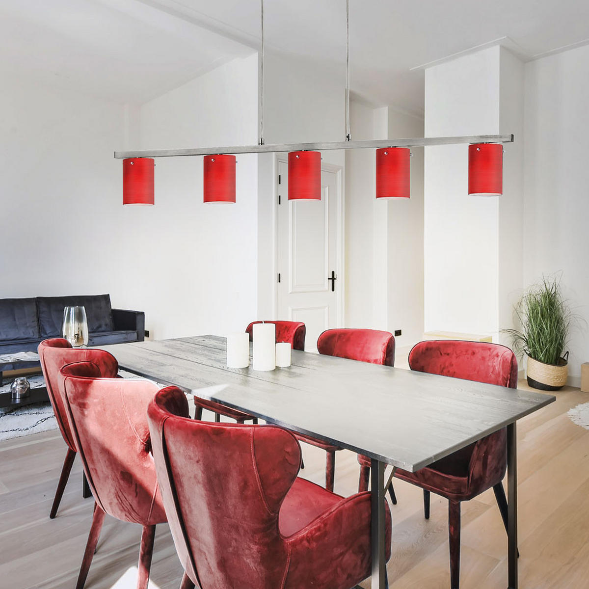 LED HÄNGELEUCHTE DRESS Aluminium Rot - Rot, Metall (91.5/7/110cm)