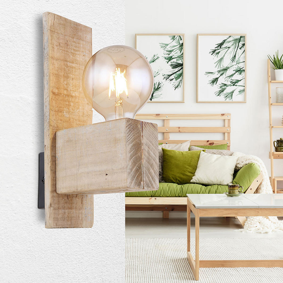 WANDLEUCHTE Holzoptik Braun - Braun, Holz (9/30/16.5cm)