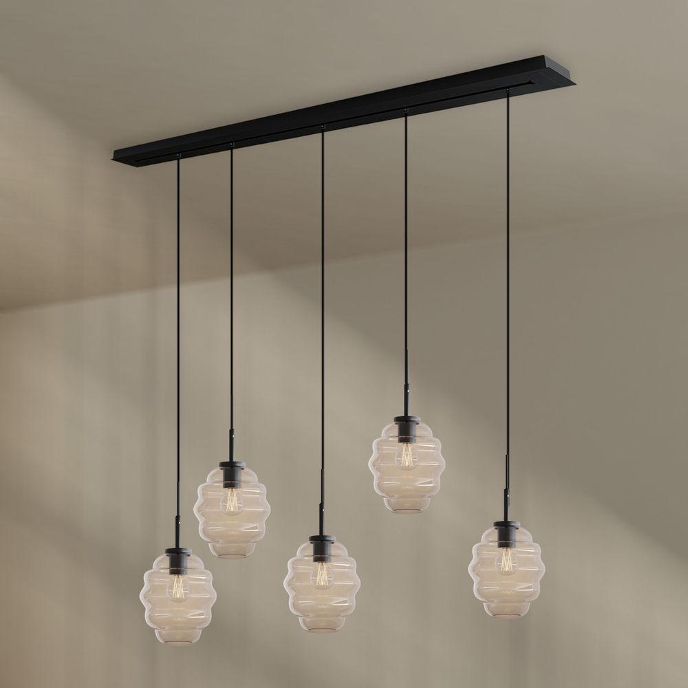 HÄNGELEUCHTE Echos 5-flammig Klar Ø 18cm - Klar/Schwarz, Glas (18/18/20cm) - s.luce