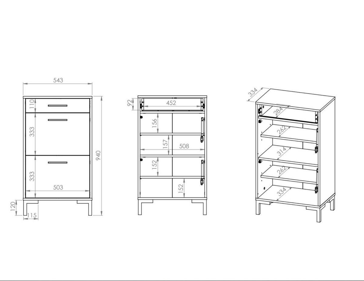 SCHUHSCHRANK NEVIO Beige 55x34x94 cm - Beige, Holzwerkstoff (55/94/34cm) - FURNLUX
