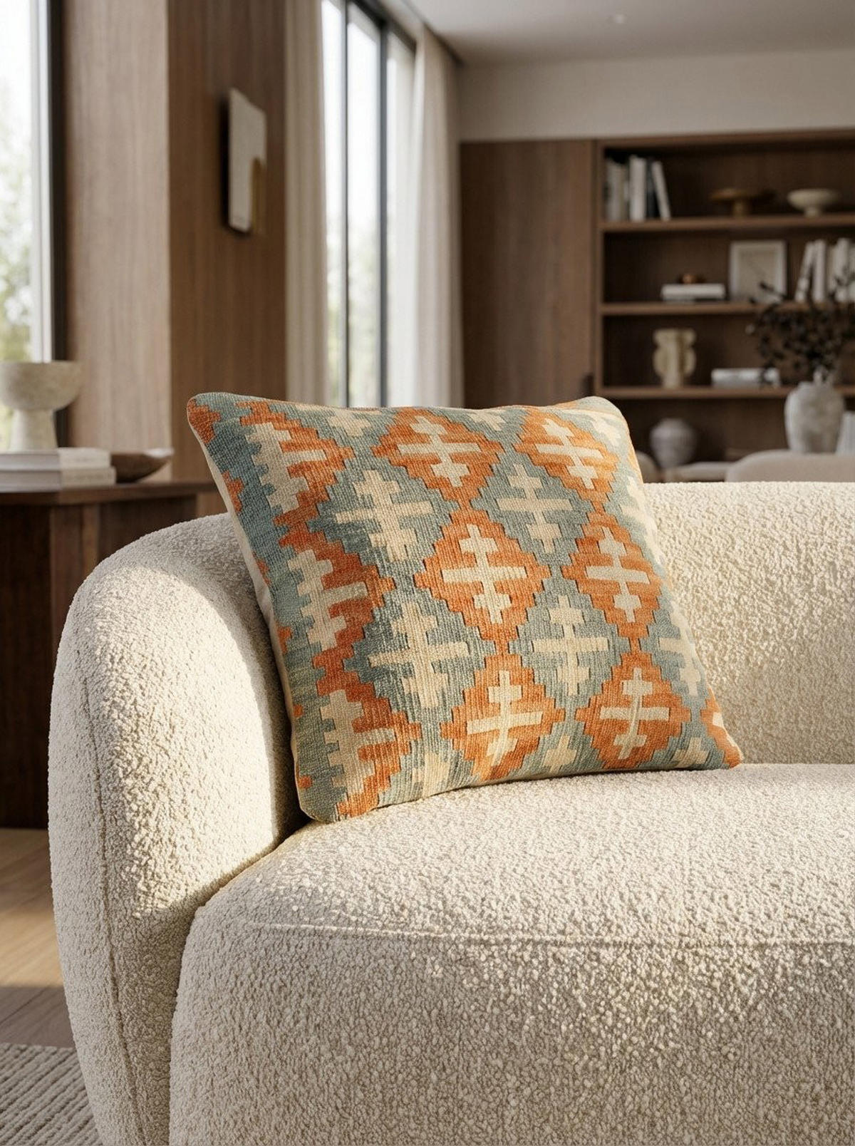 KELIM-KISSEN Mehrfarbig 65/65 cm Schurwolle - Multicolor, Textil (65/65cm) - Looma