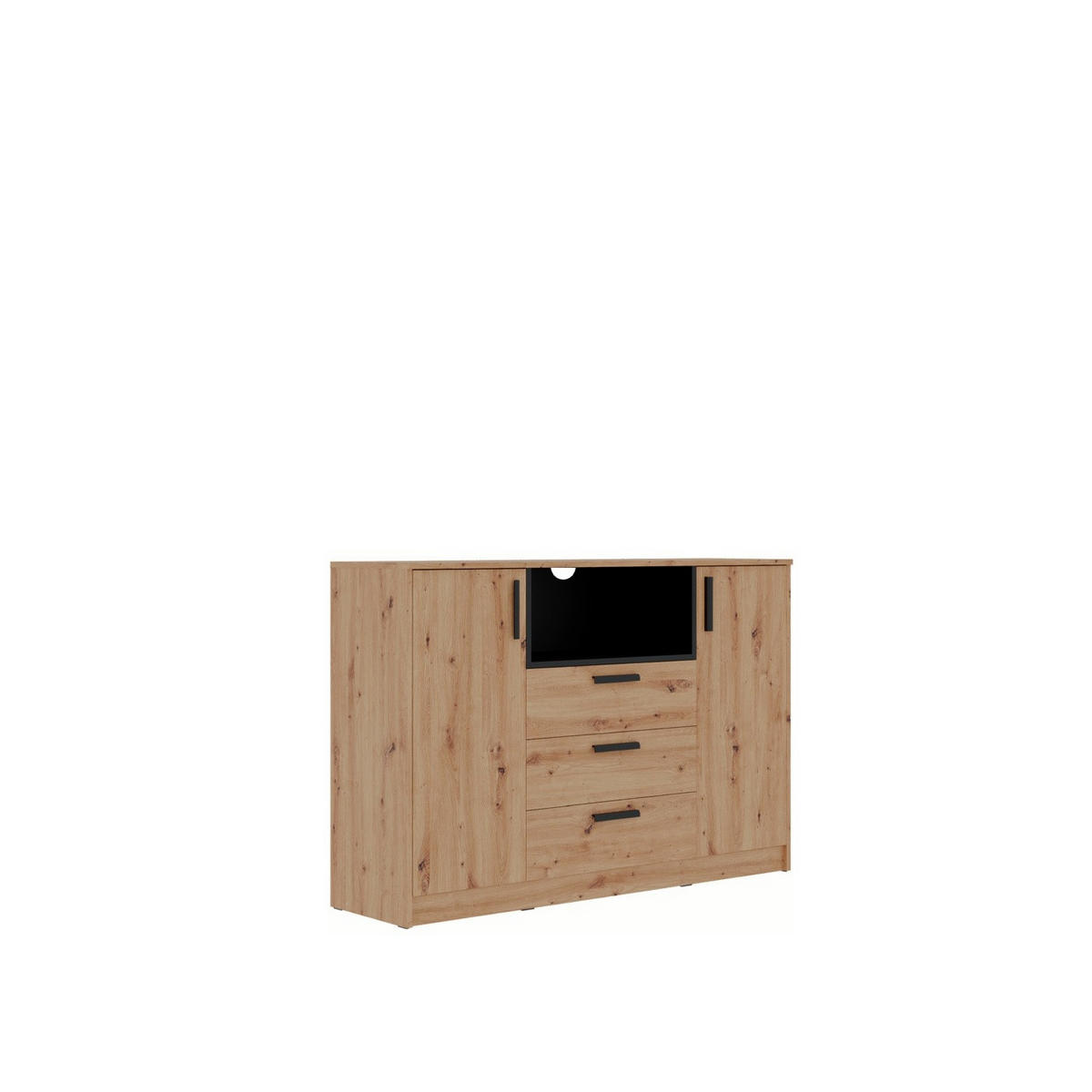KOMMODE KOMBIKOMMODE GRANT 17/A EICHE ARTISAN 137X95X40 - Schwarz/Eiche Artisan, Holzwerkstoff (137/95/40cm) - Marmex Möbel