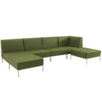 GARTENSOFA mit 5 Sitzplätzen, Khakigrün - Grün, Textil (153/78/360cm) - Oviala