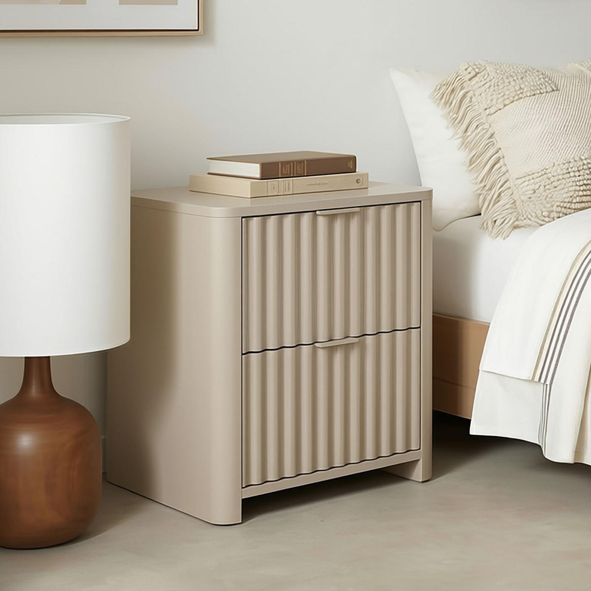 NACHTTISCH ELLA hellgrau - Hellgrau, Holzwerkstoff (45/50/39cm) - IDIMEX