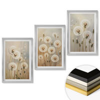 WANDBILDER 3er Set - 40x60 cm Silberner Rahmen - Weiße Löwenzahnblüten auf hellem Hintergrund - Silberfarben, Kunststoff (40/60cm) - ArtPrintCave