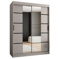 ŠATNÍ skříň s posuvnými dveřmi 200/150/62 2dveřová - černá/kašmírová, dřevo/plast (150/200/62cm)