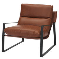 LOUNGESESSEL - Schwarz/Braun, Leder/Kunststoff (76/76/81cm) - home24