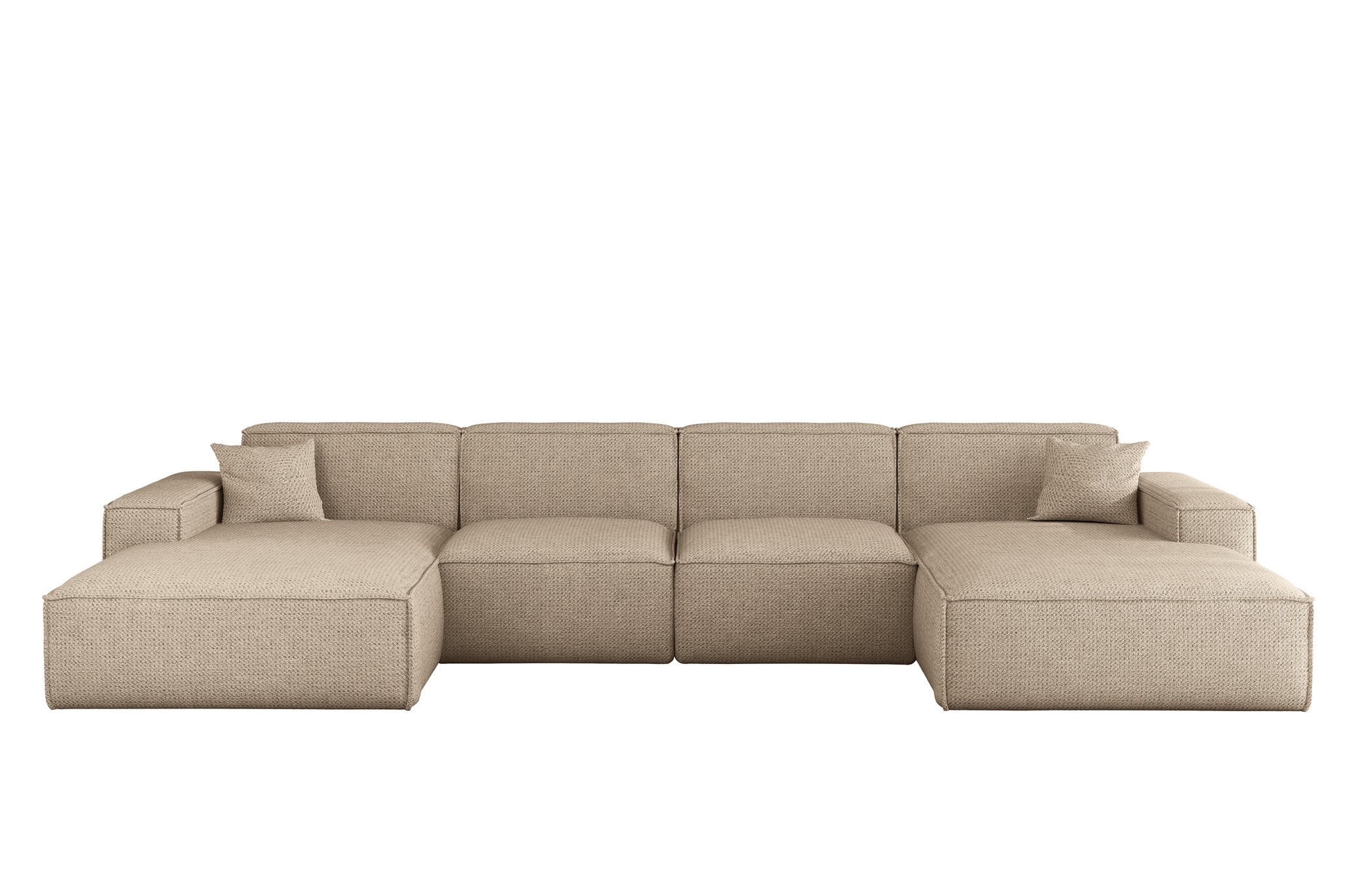 WOHNLANDSCHAFT Celes Premium In Artico - Beige, Holzwerkstoff/Textil (378/73/165cm) - Fun Möbel