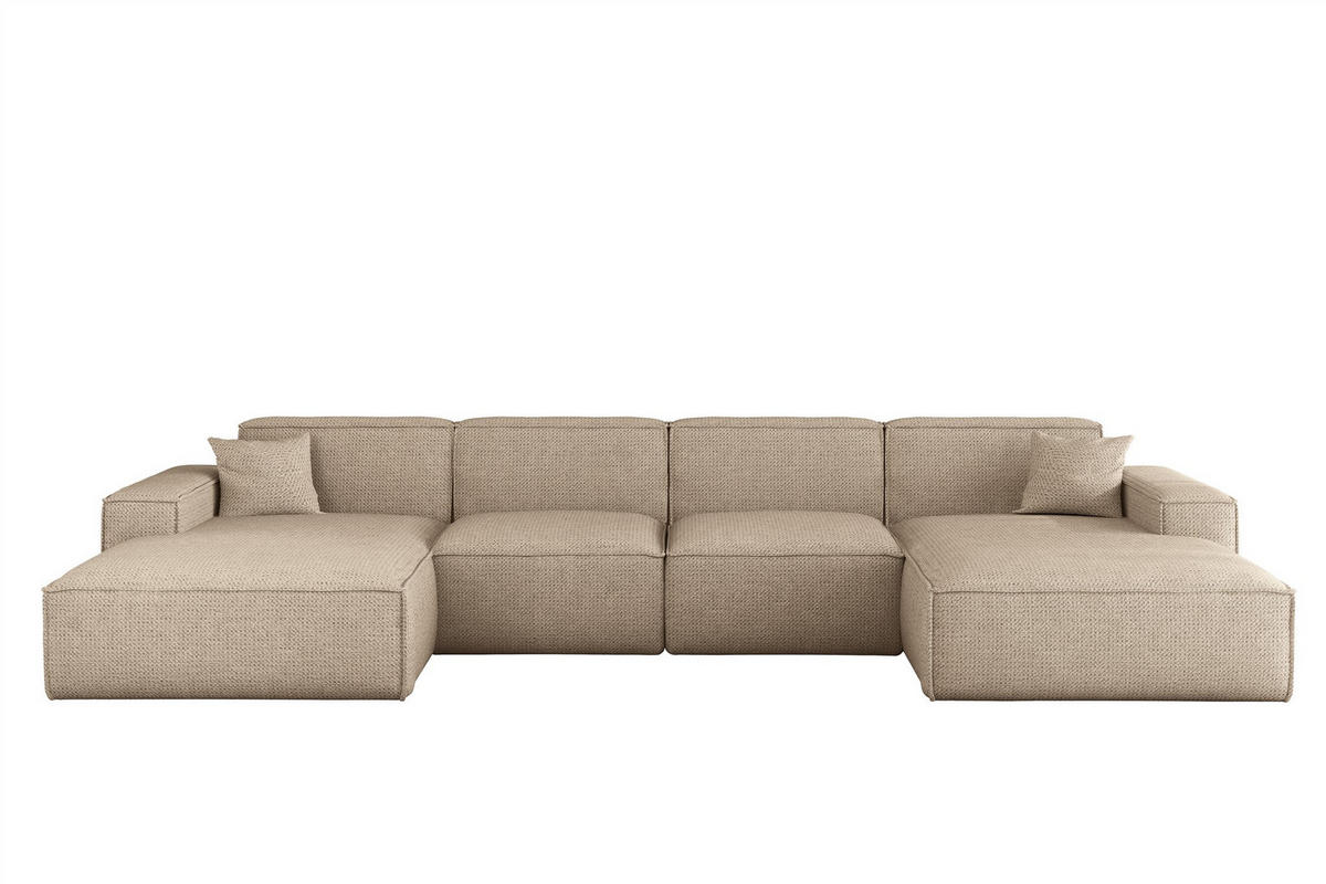 WOHNLANDSCHAFT Celes Premium In Artico - Beige, Holzwerkstoff/Textil (378/73/165cm) - Fun Möbel