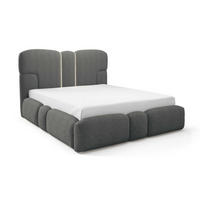 POLSTERBETT 180x200 Safron mit LED, Metall-Lattenrost, Dunkelgrau - Dunkelgrau, Holz/Textil (180/200cm) - Emporius