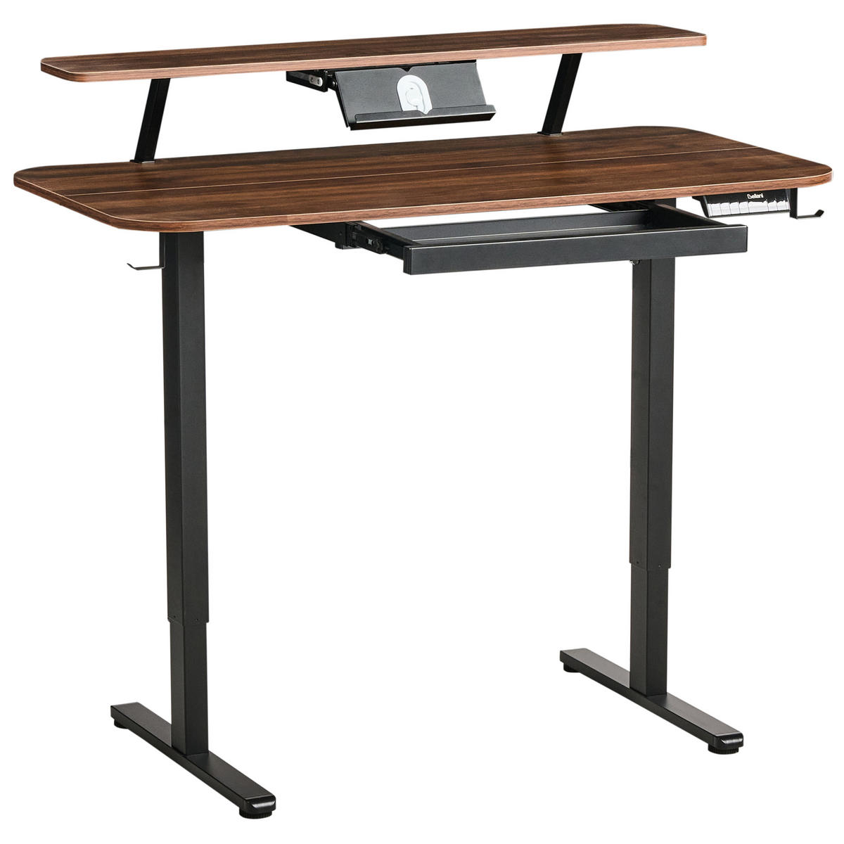 SCHREIBTISCH elektrisch höhenverstellbar 120/60 cm mit USB-Anschluss Braun/Schwarz Wilbanks - Schwarz/Braun, Holzwerkstoff/Metall (60/120/90cm) - Beliani