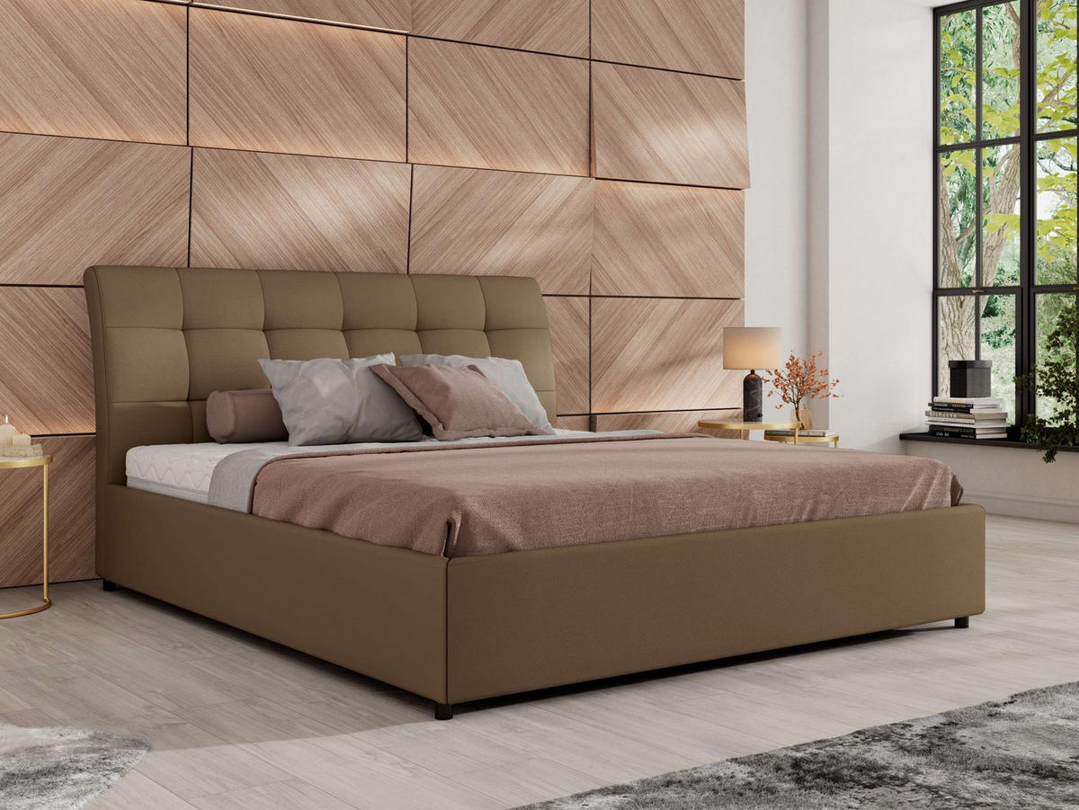 POLSTERBETT GALA CLASSIC 160/200 - Braun Kunstleder - Multipocket-Matratze - Braun, Textil (160/200cm) - MKS