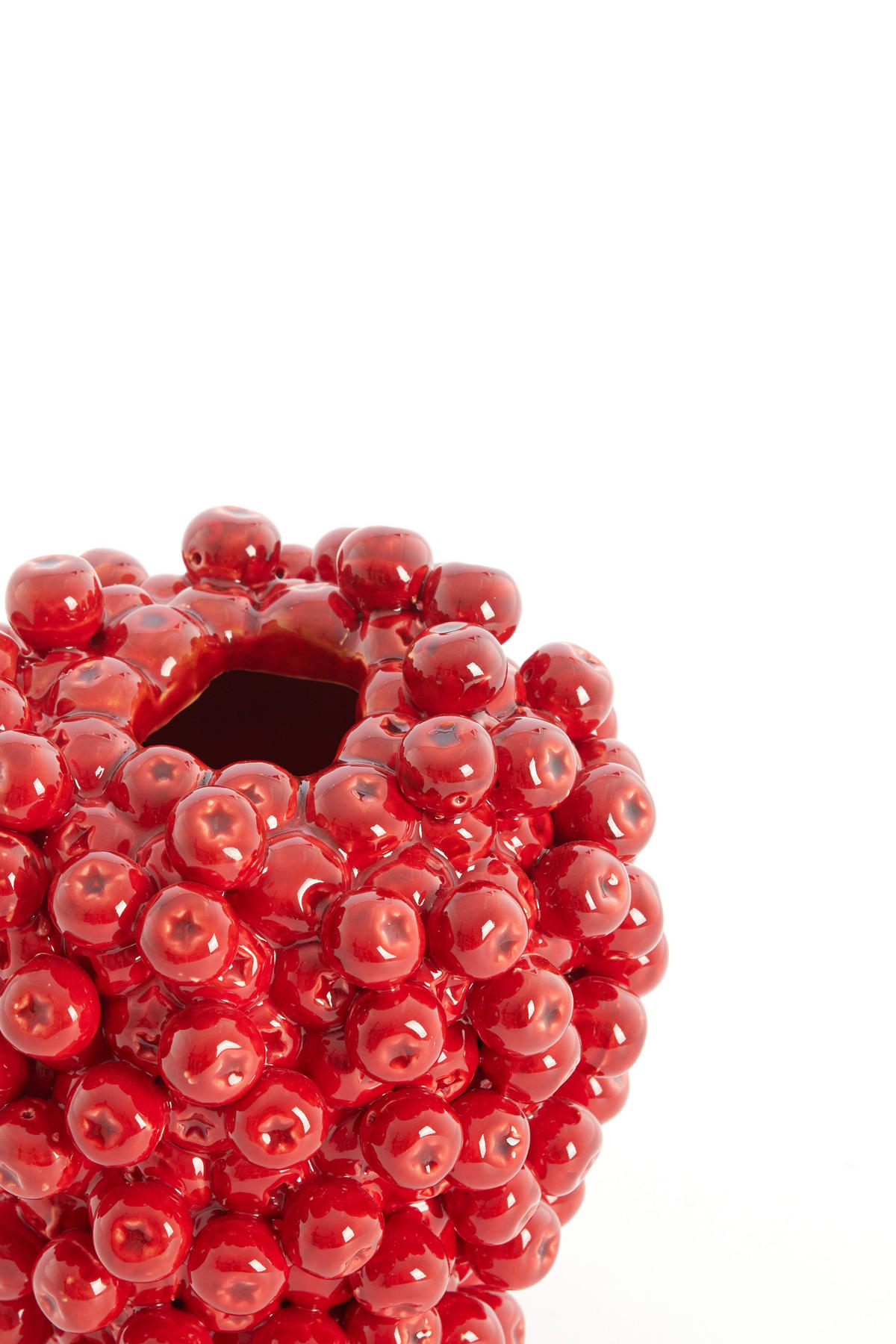 VAZE Berries Rot 20/20/22.5 cm - Rot, Keramik (22.5cm) - Light & Living