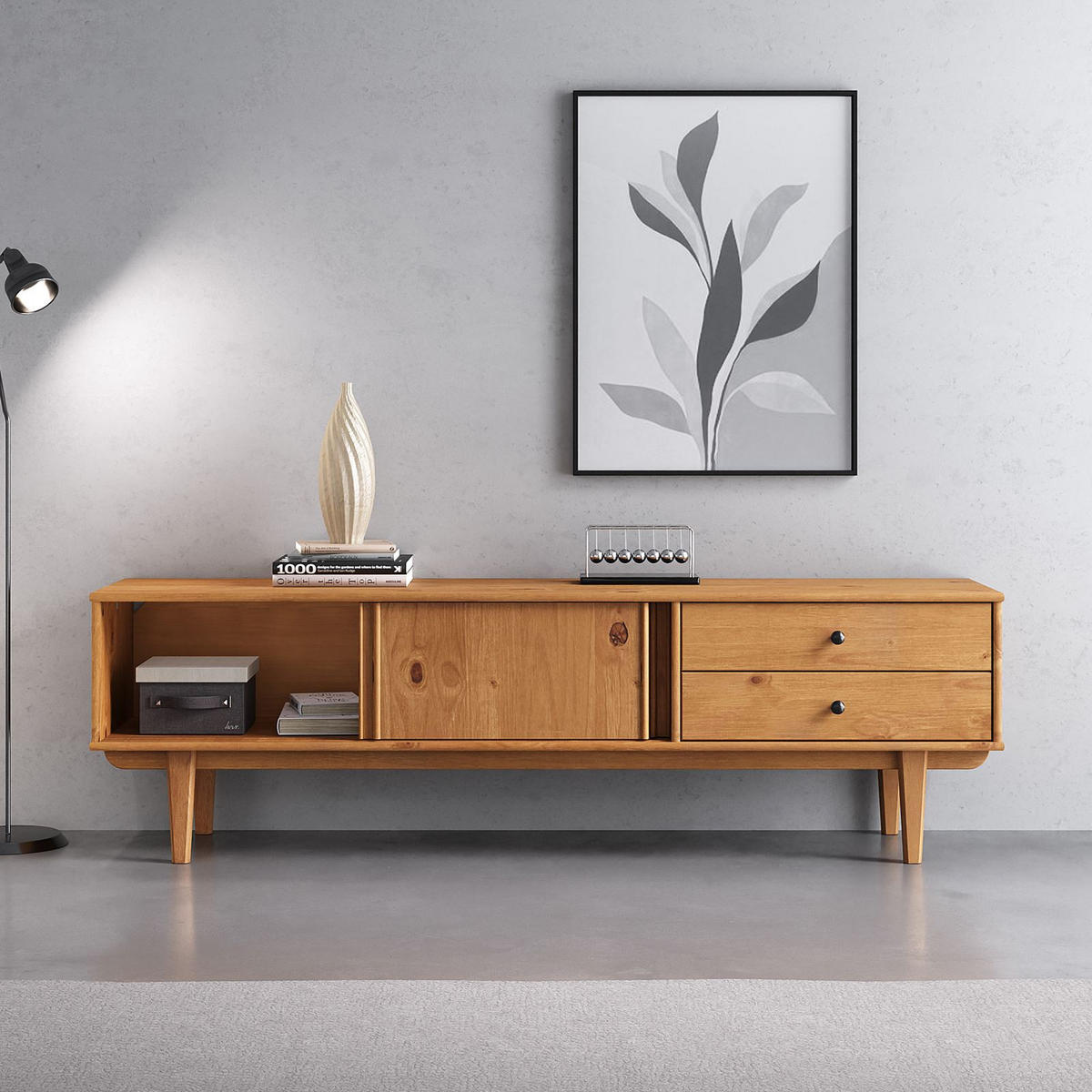 LOWBOARD SIMONA Eiche - Eichefarben, Holz (175/52/41cm) - IDIMEX