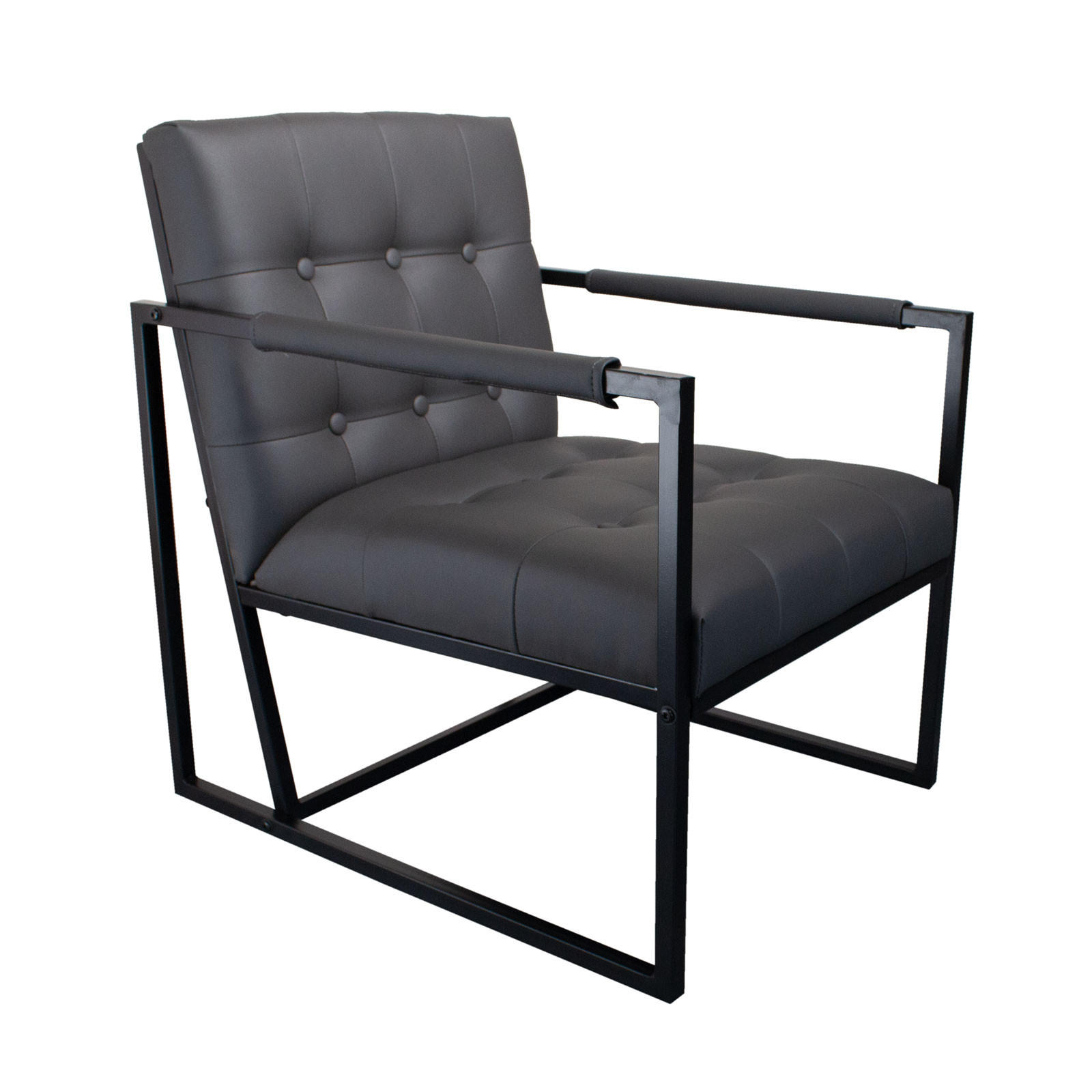 LOUNGESESSEL JONES Kunstleder Dunkelgrau - Schwarz/Grau, Textil/Metall (53/73/69cm) - SVITA