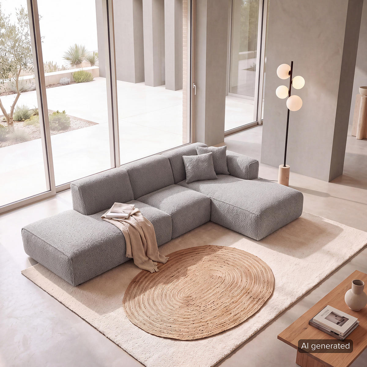 ECKSOFA mit Chaiselongue - Schwarz/Grau, Kunststoff/Textil (290/173cm) - home24
