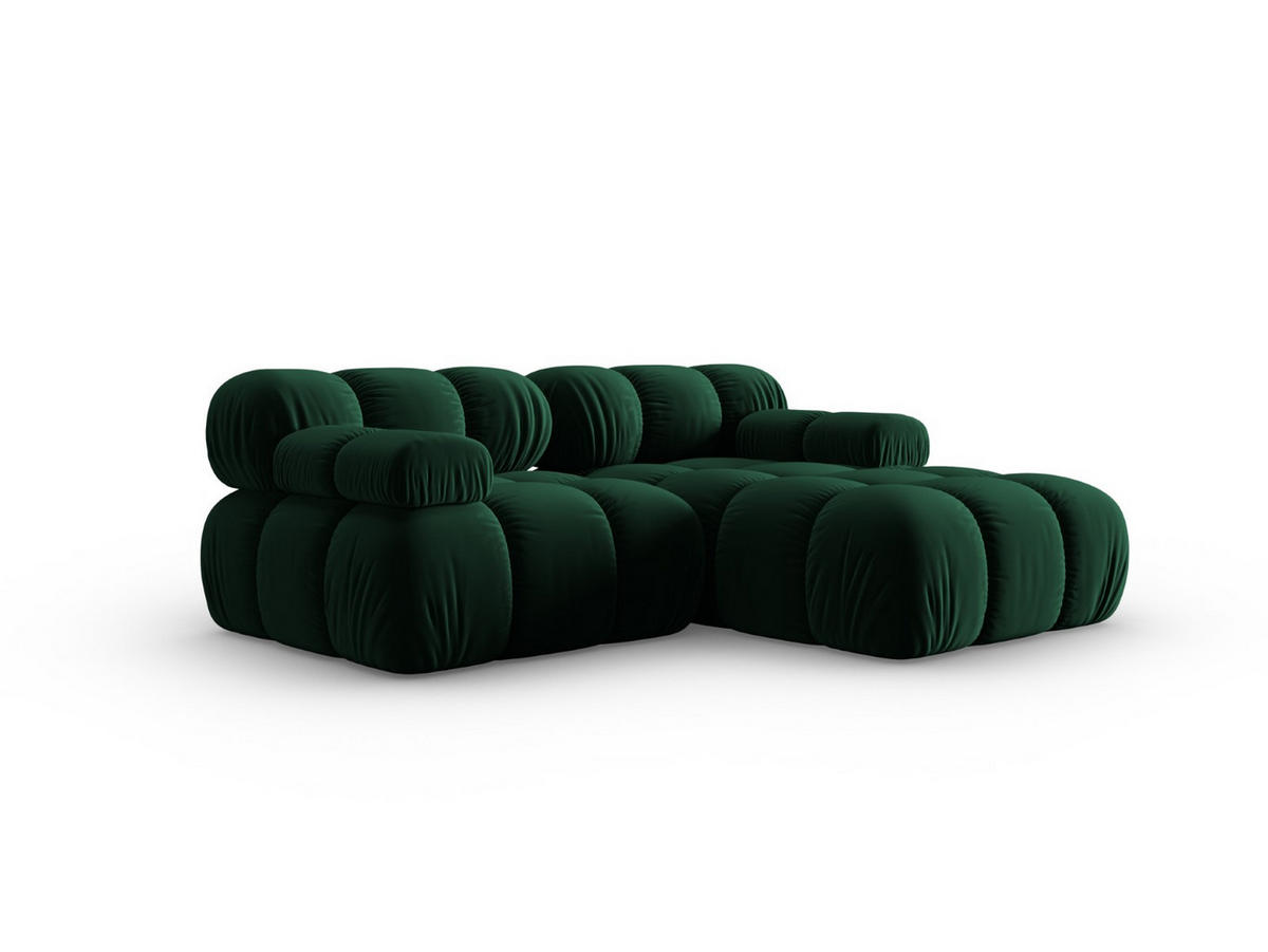 MODULARES-ECKSOFA rechts Bellis aus Samt flaschengrün 3 Sitzplätze - Grün, Textil (157/191cm) - Micadoni