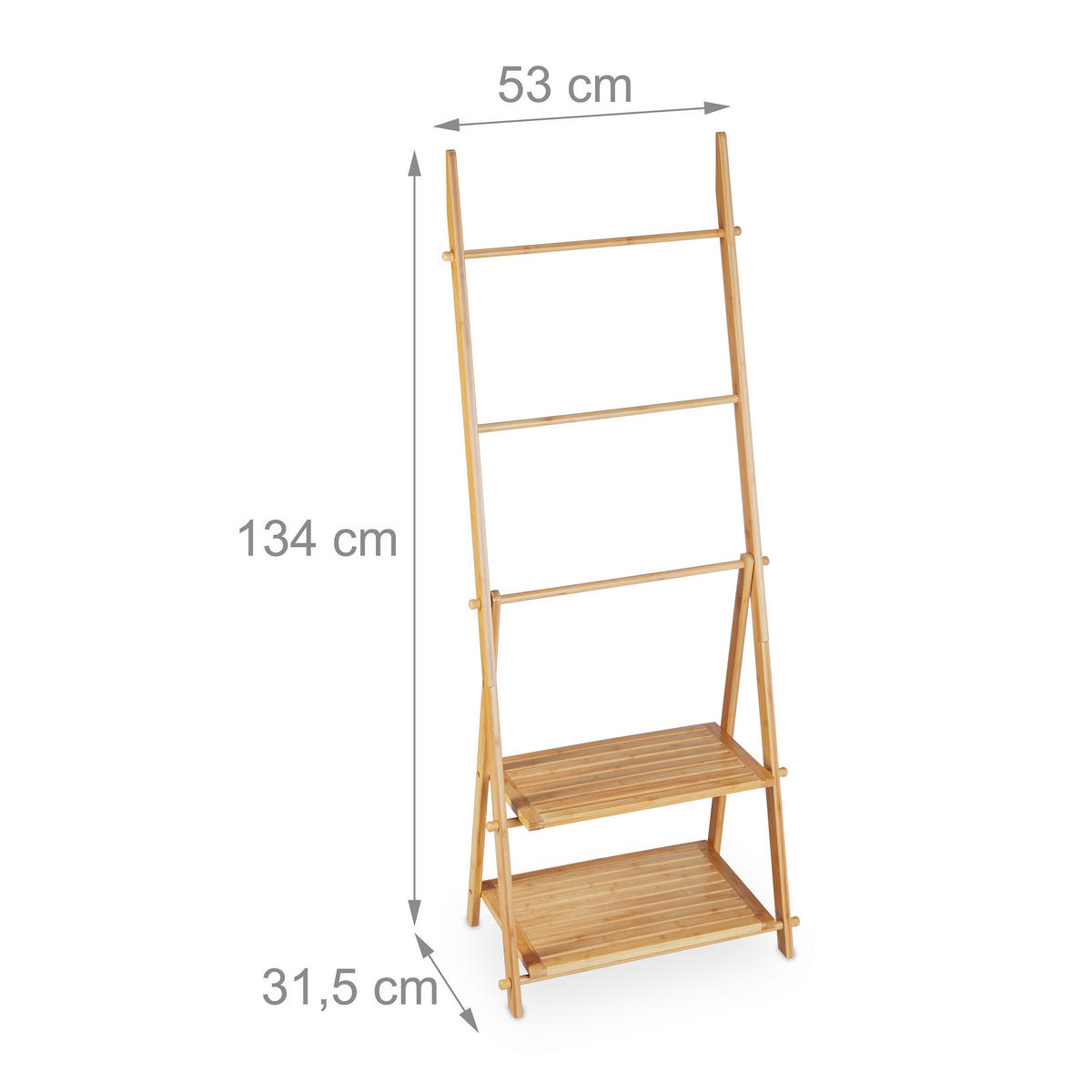 UTERÁKOVÁ polica - svetlohnedá, drevo (53/134/31.5cm) - Relaxdays