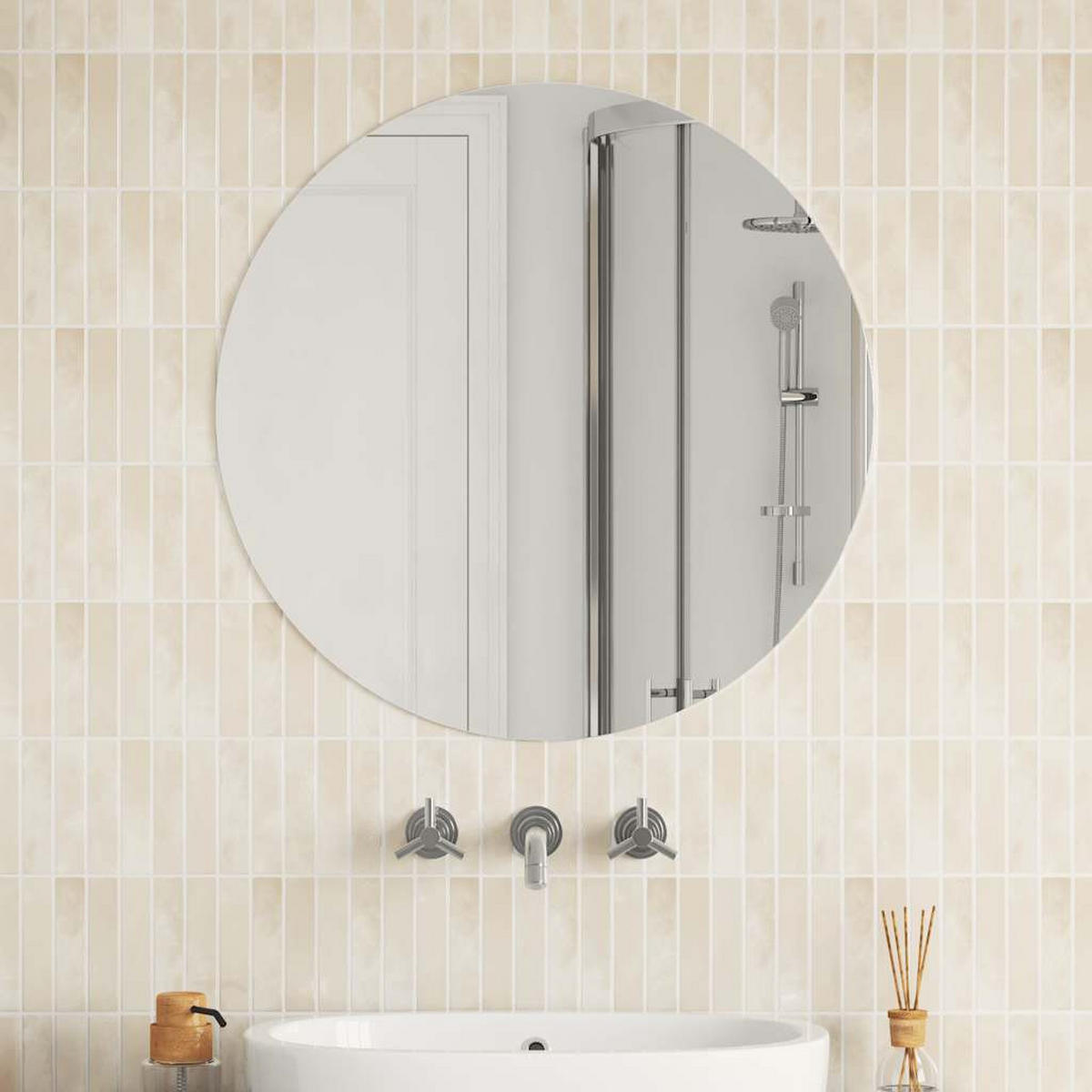 WANDSPIEGEL 70 Cm Rund Glas - Silberfarben, Glas (70/1/70cm) - vidaXL