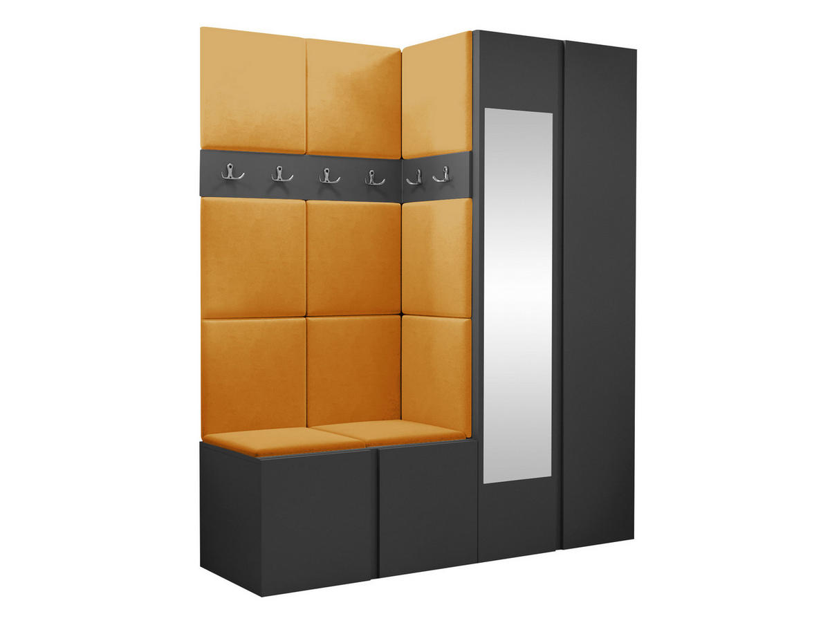 GARDEROBEN-SET Orion XII - Graphitfarben/Orange, Holzwerkstoff/Kunststoff (158/186/46cm) - MIRJAN24