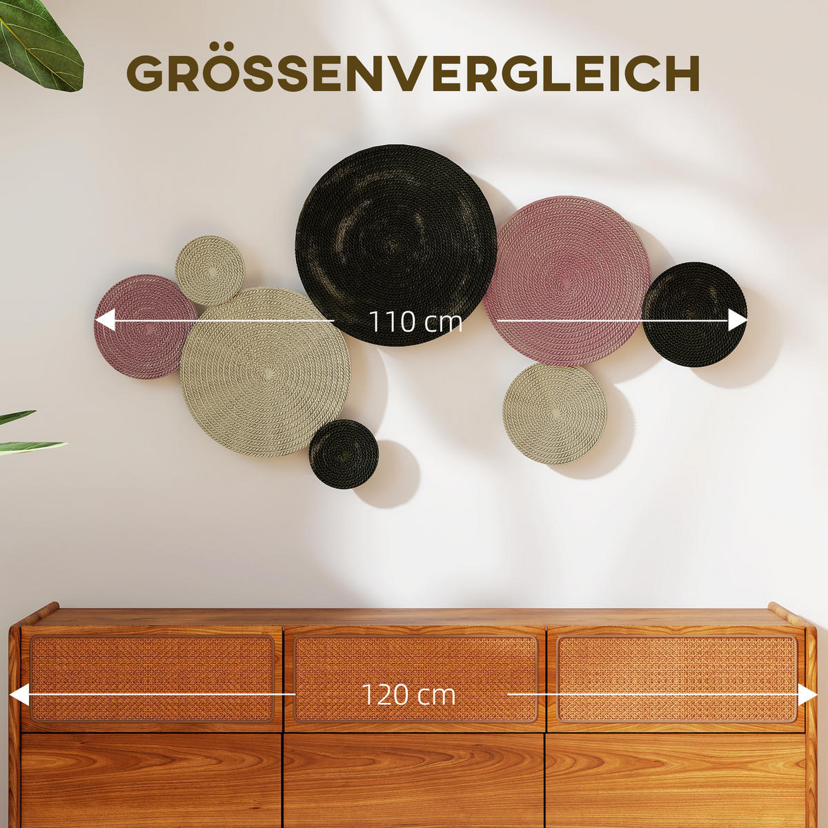 WANDDEKO geometrische Wandbild mit einzigartigem Multi-Disc-Design Bunt - Bronzefarben, Metall (7/58/110cm) - HOMCOM