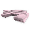 WOHNLANDSCHAFT SIENA L-S Lila Velours-Stoff mit Schlaffunktion - Lila, Holz (335/89/190cm) - MASSENO