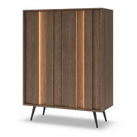 KOMMODE mit LED Resta, 94 cm, Mettalbeine, Eiche Dunin - Eichefarben/Schwarz, Holz/Metall (94/126/40cm) - Emporius
