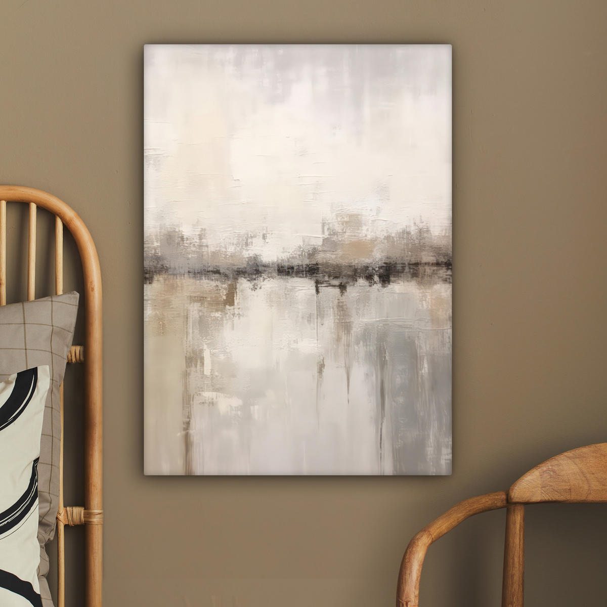 LEINWANDBILD Moderne Kunst - Abstrakt - Beige 60x80 cm - Beige, Textil (60/80cm) - MuchoWow