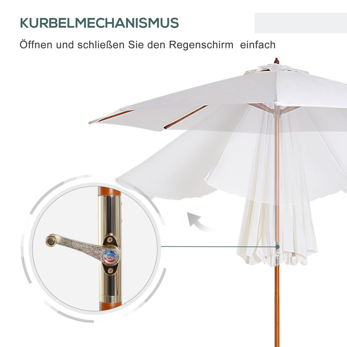 SONNENSCHIRM, Polyester, Creme - Creme, Kunststoff (270/270cm) - Outsunny