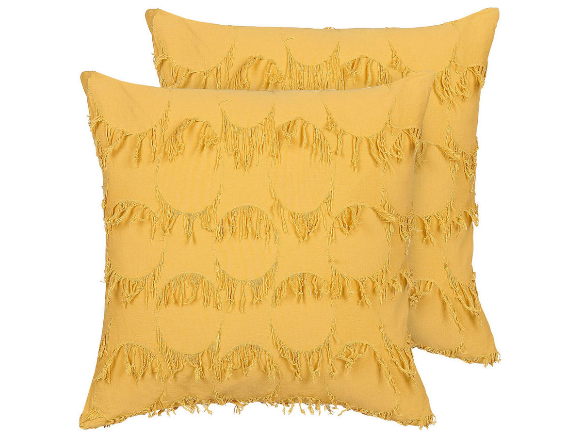 DEKOKISSEN 2er-Set Gelb 45/45 cm Agastache - Gelb, Textil (45/45cm) - Beliani
